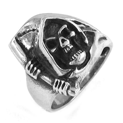 Stainless Steel Ring Gothic Grim Reaper Ring SWR0235 - Click Image to Close